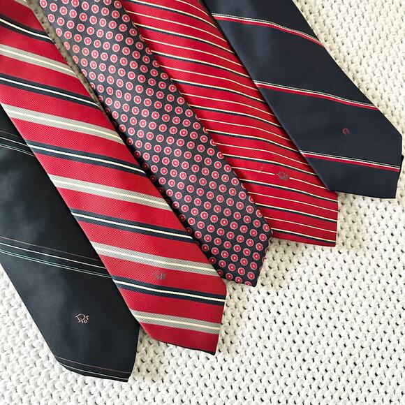 Bundle Lot Set 5 Designer Men Ties Christian Dior Roots Etienne Aigner Slim - Picture 2 of 7